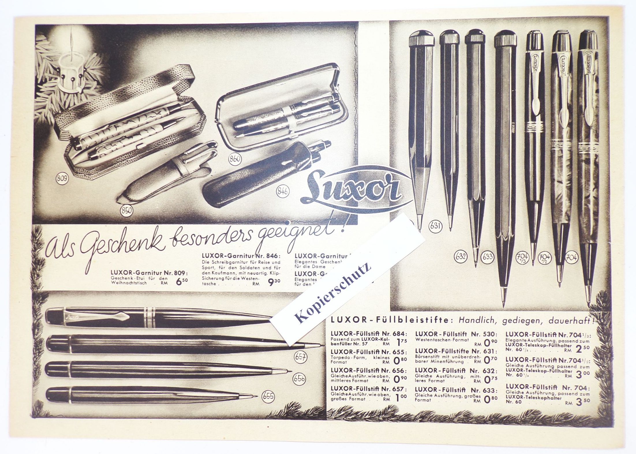 Altes Prospekt Luxor Füller Füllfederhalter 1930er vintage