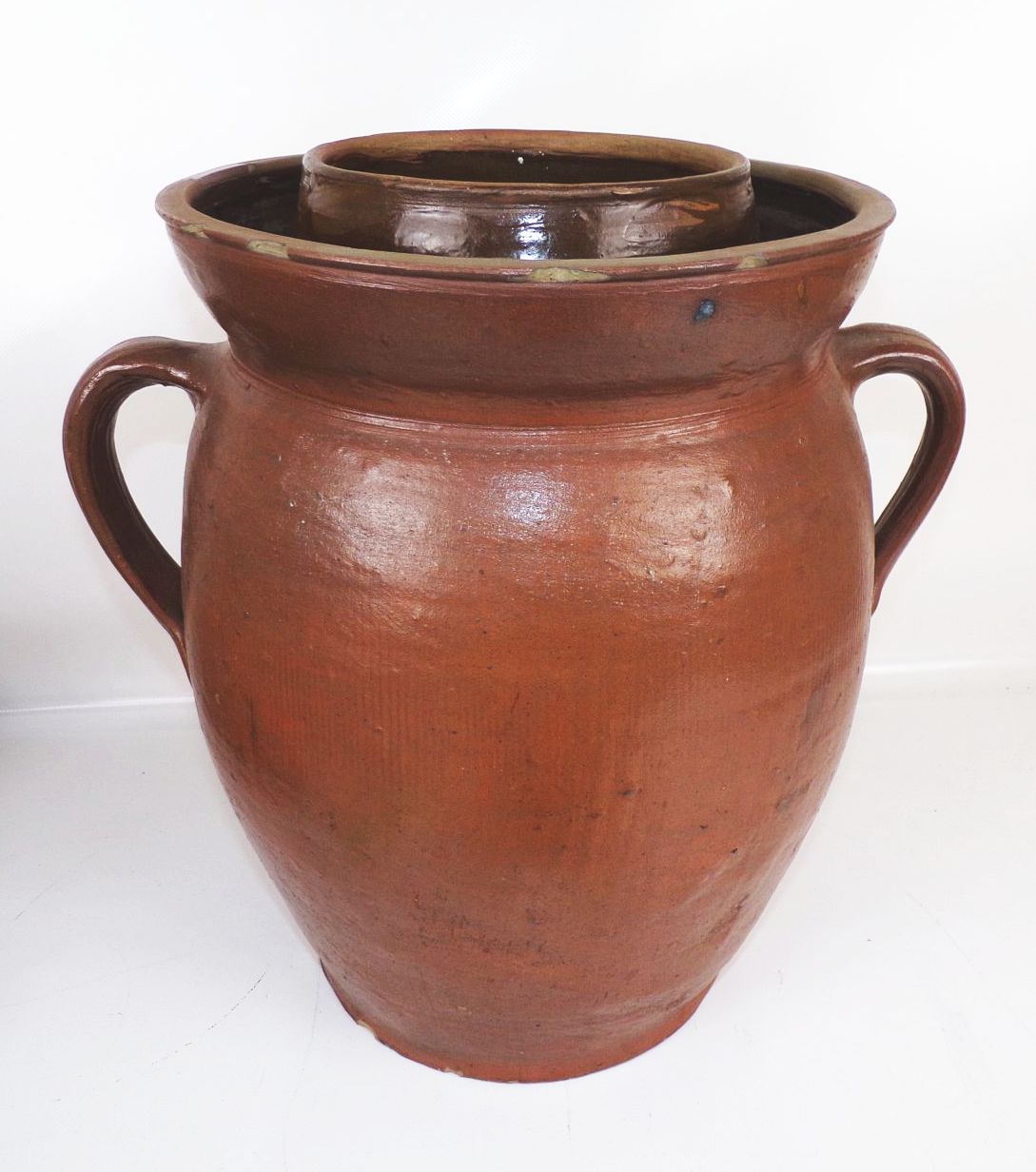 Alter Steinguttopf Sauerkrauttopf Tontopf Gärtopf Gurkentopf Steinzeug Deckel