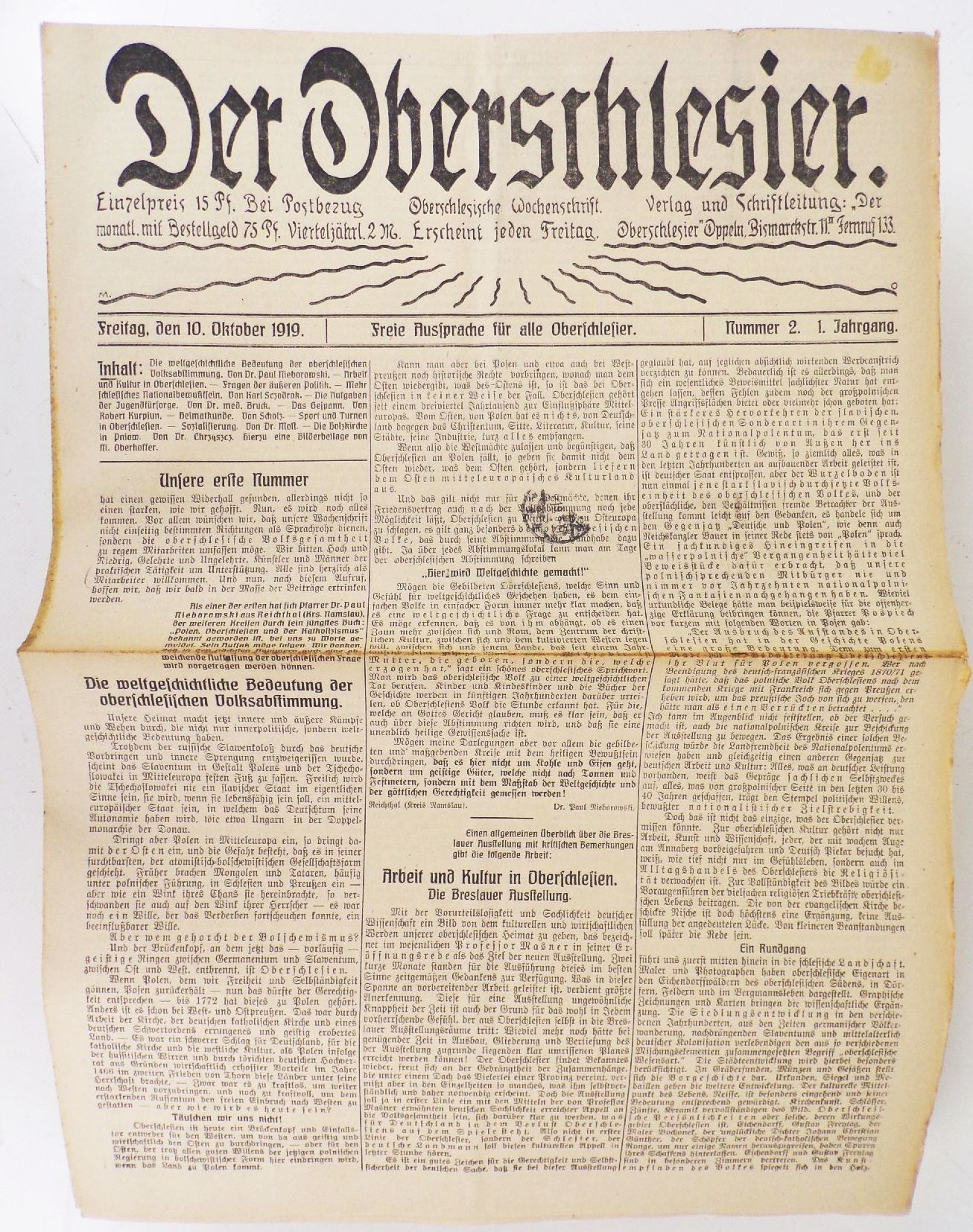 Der Oberschlesier Wochenschrift 1919 und 1920 kompletter Jahrgang Schlesien Der Oberschlesier Wochenschrift 1919 und 1920 kompletter Jahrgang Schlesien