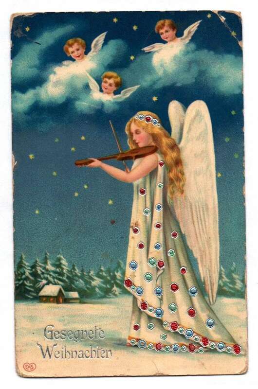 Ansichtskarte Engel spielt Geige Gesegnete Weihnachten um 1920