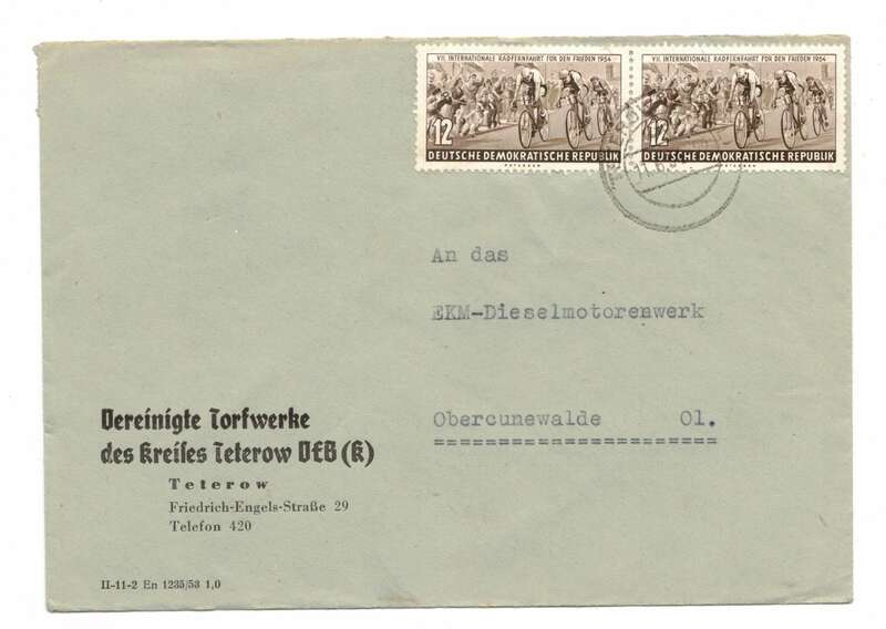 Firmen Brief vereinigte Torfwerke Kreis Teterow 1954