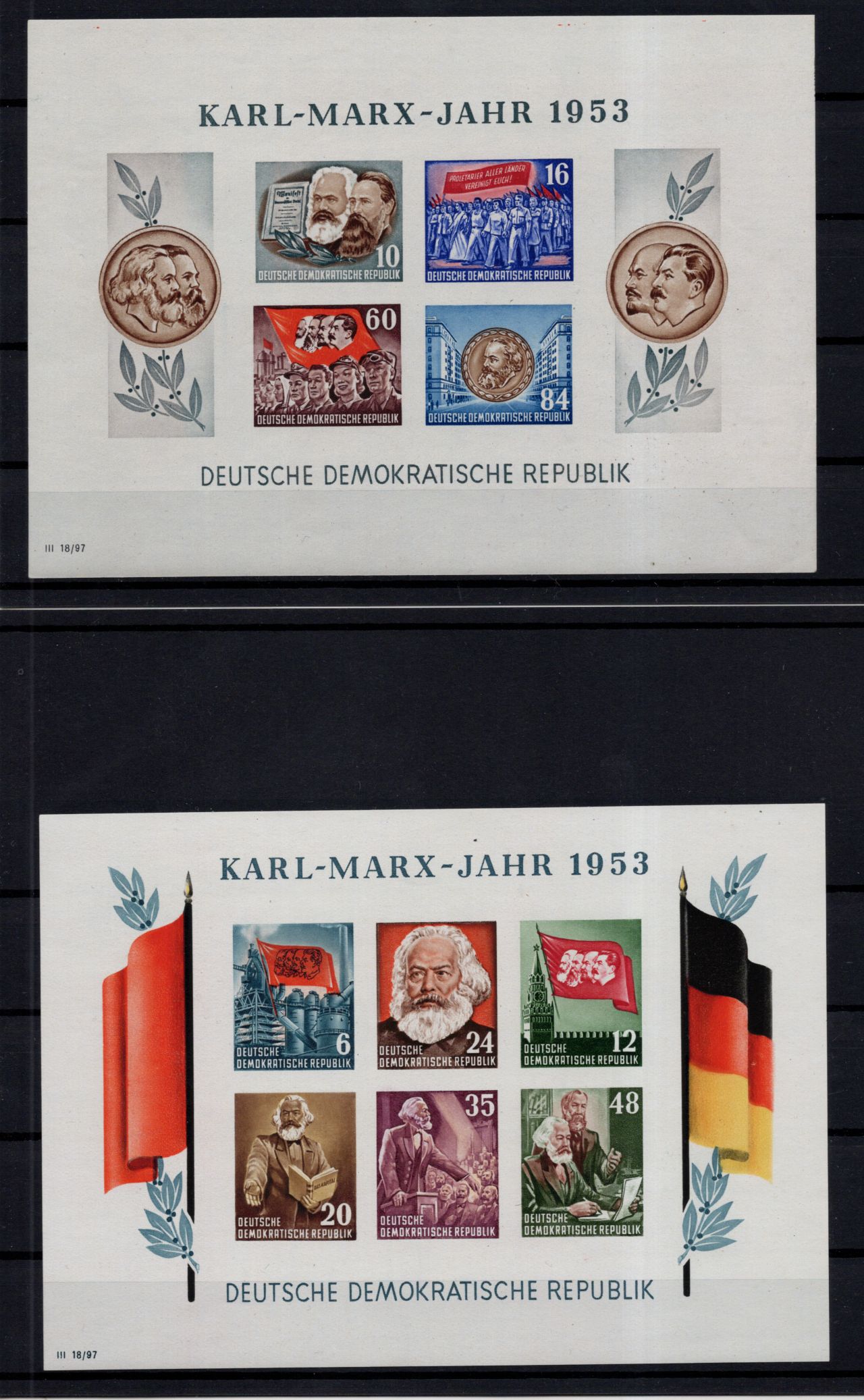 DDR 1953 Mi Block 8A 8B 9A 9B postfrisch Karl Marx Jahr 1953