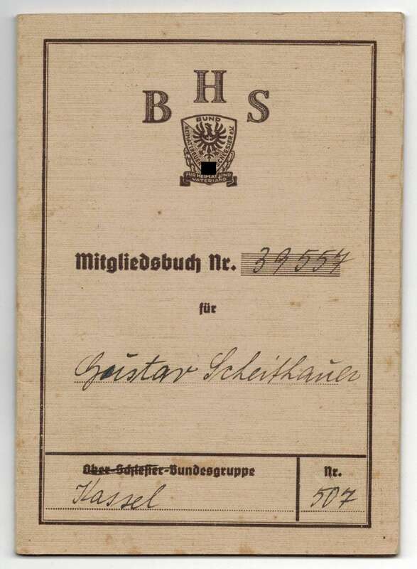 BHS Mitgliedsbuch Spendenmarken Betragsmarken Heimattreuer Schlesier 1939