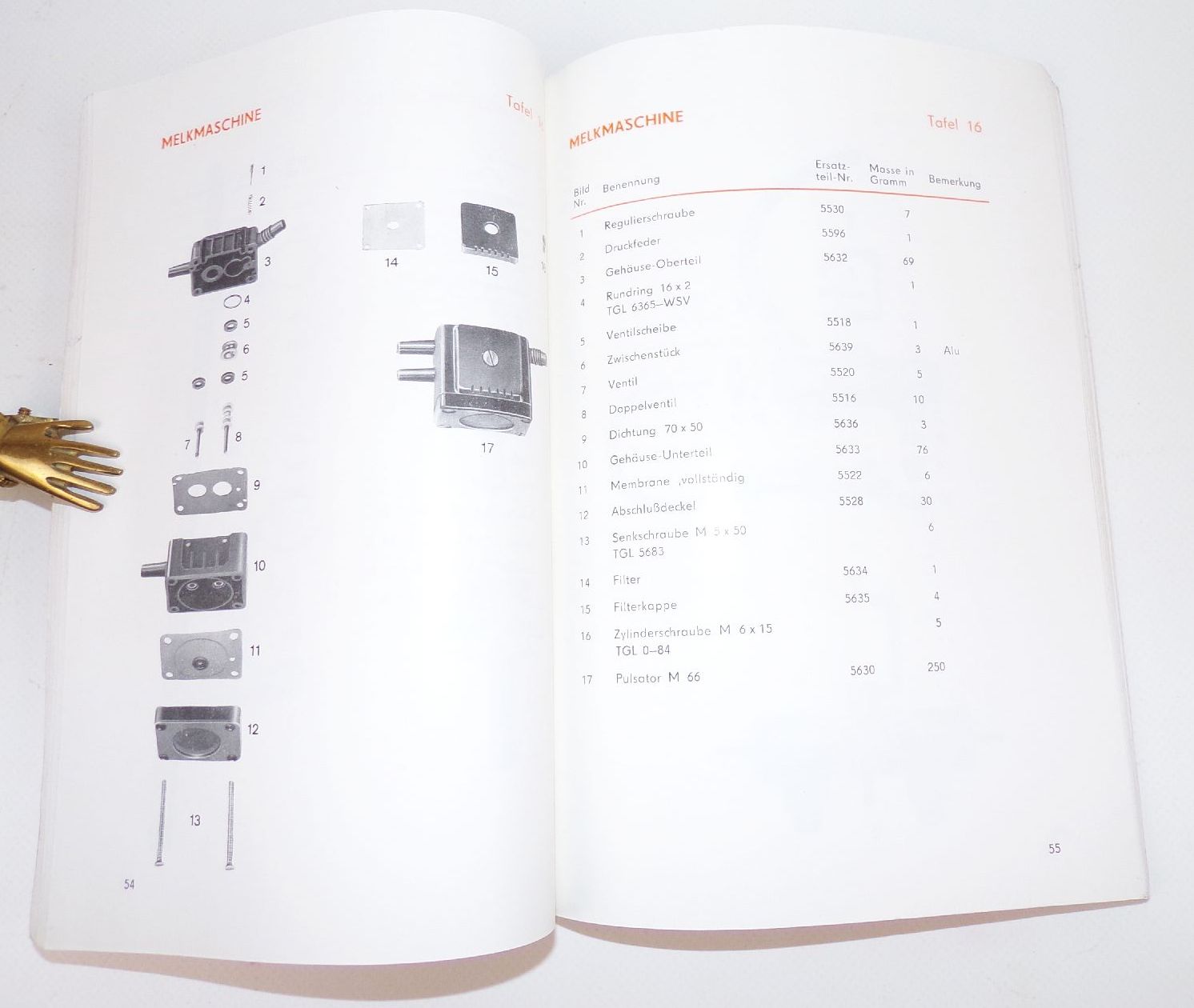 Ersatzteilkatalog Fischgrätenmelkstand M632 bis 870 VEB Kombinat Impulsa