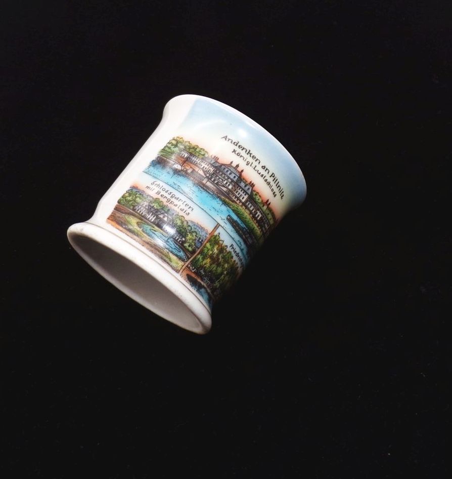 Alte Andenken Tasse Pillnitz Ansichten Friedrichsgrund Schlossgarten um 1900