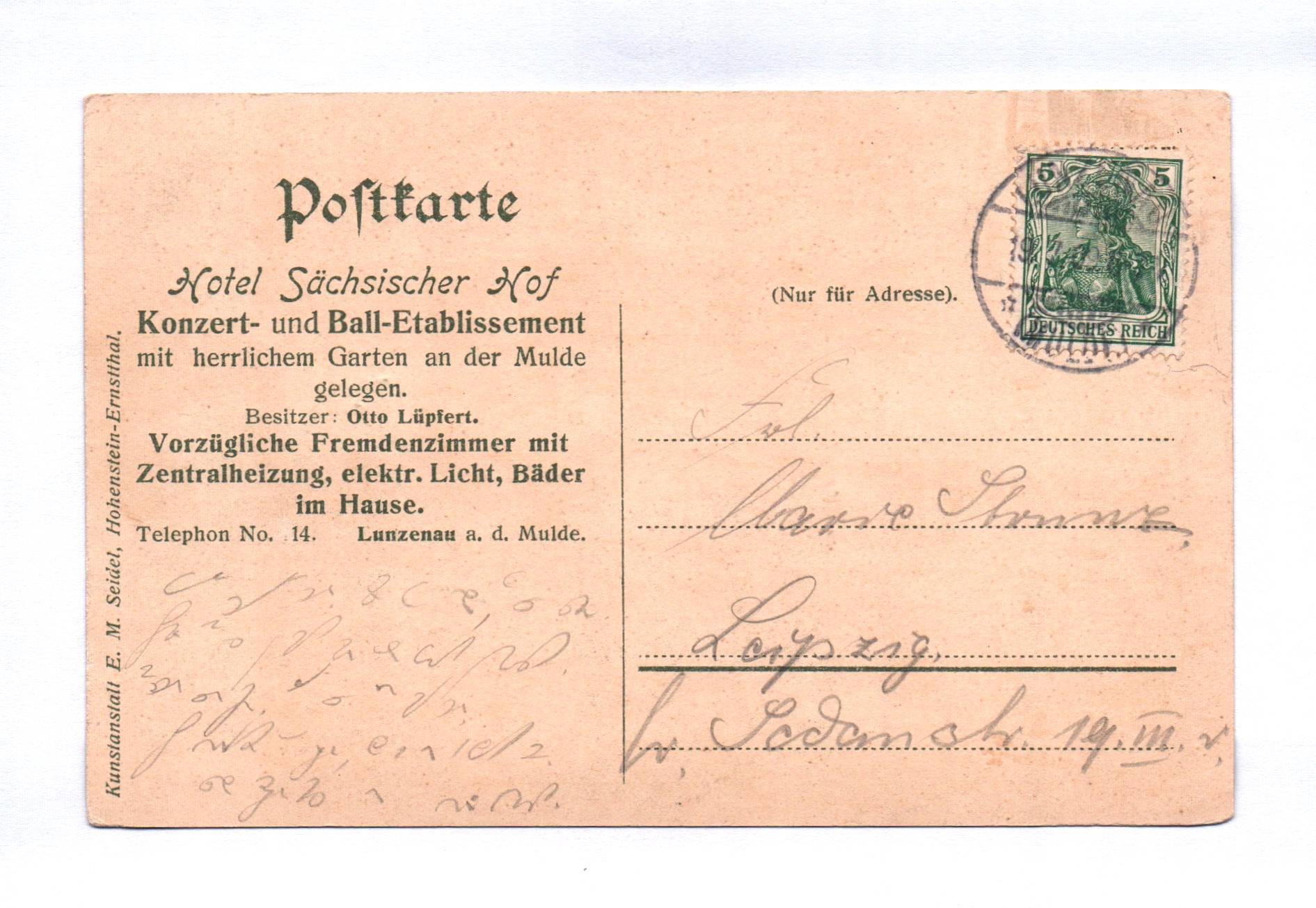 Ak Lunzenau an der Mulde Gruss aus Hotel Hof 1909 Ak Lunzenau an der Mulde Gruss aus Hotel Hof 1909