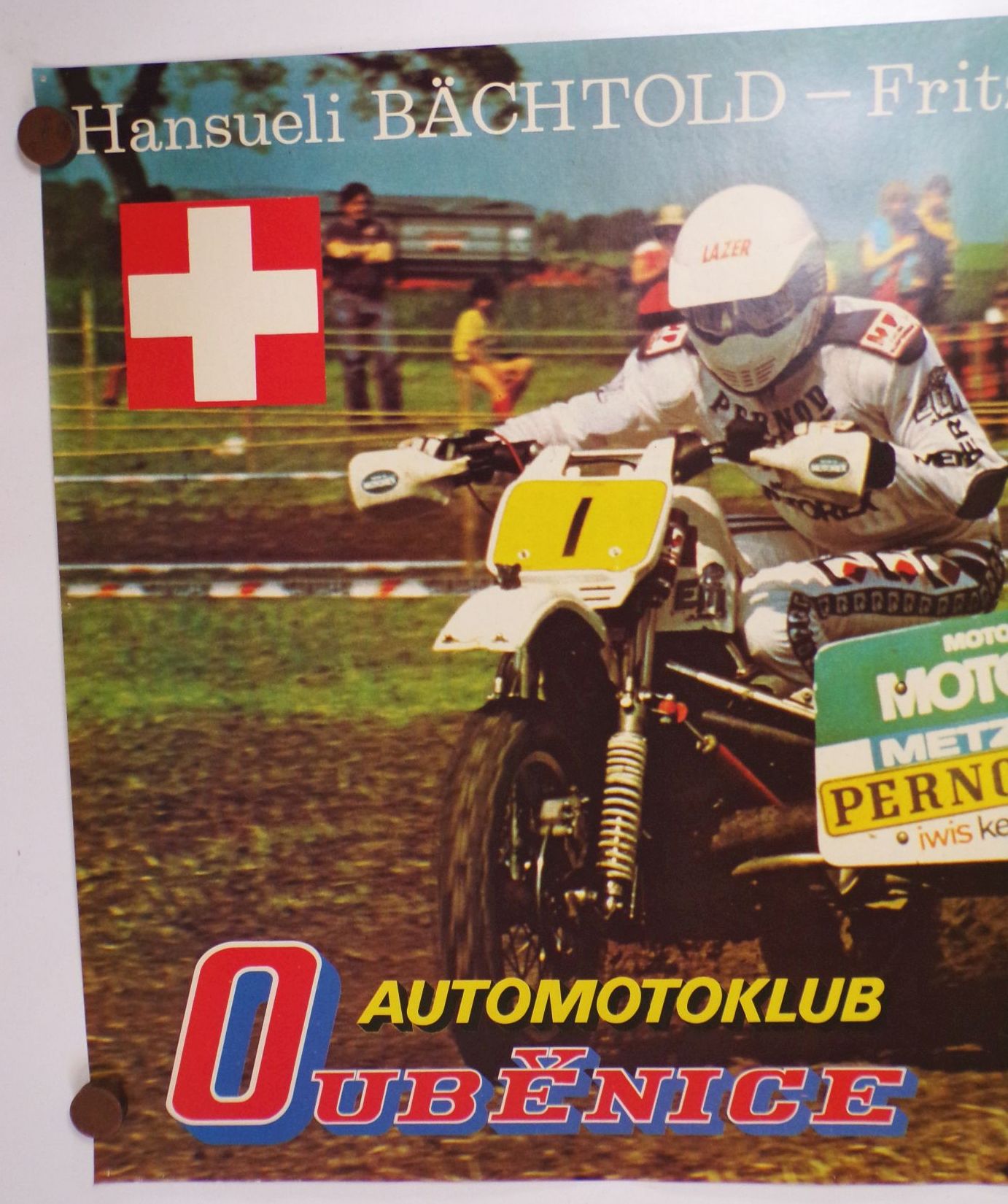 Altes Poster Hansueli Bächtold Fritz Fuss 1984 Automotoklub Ouvenice