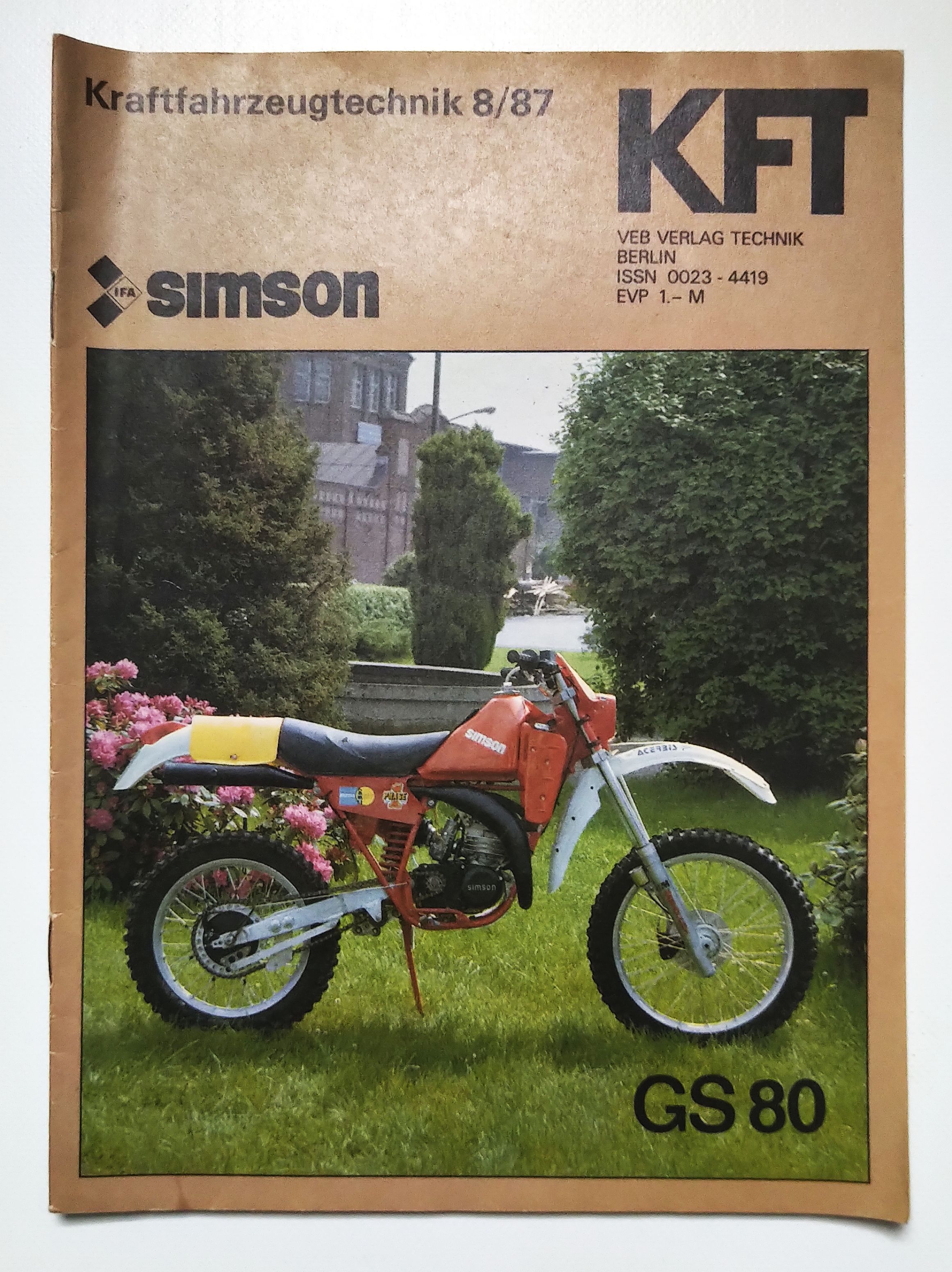KFT Kraftfahrzeugtechnik Zeitschrift Nr 8 SIMSON GS80 Enduro Motorrad DDR KFT Kraftfahrzeugtechnik Zeitschrift Nr 8 SIMSON GS80 Enduro Motorrad DDR