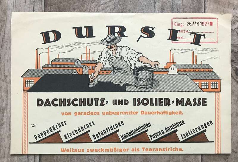Werbeblatt DURSIT 26 April 1927 Dachschutz und Isoliermasse Broschüre