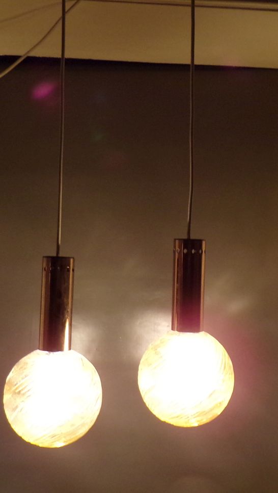 Alte Kugelleuchte Pendellampe E14 Art Deco Vintage 2er Leuchte