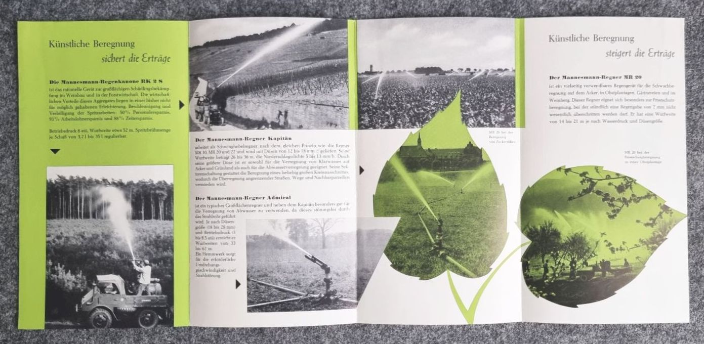 Mannesmann Beregnungstechnik alter Prospekt Landwirtschaft Gerresheim Mannesmann Beregnungstechnik alter Prospekt Landwirtschaft Gerresheim