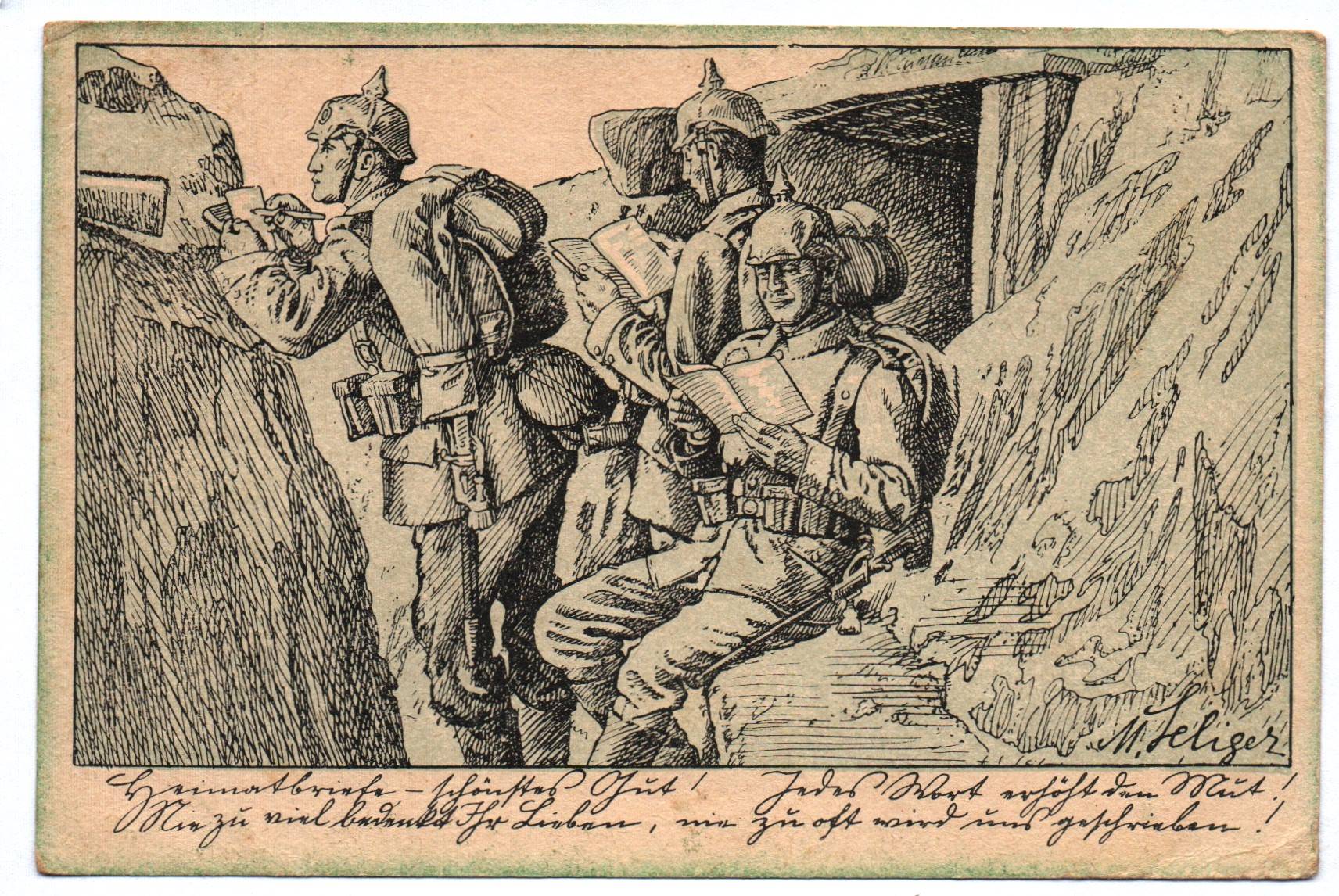 Feldpost Ak 1 Wk Soldaten im Schützengraben von M Seliger