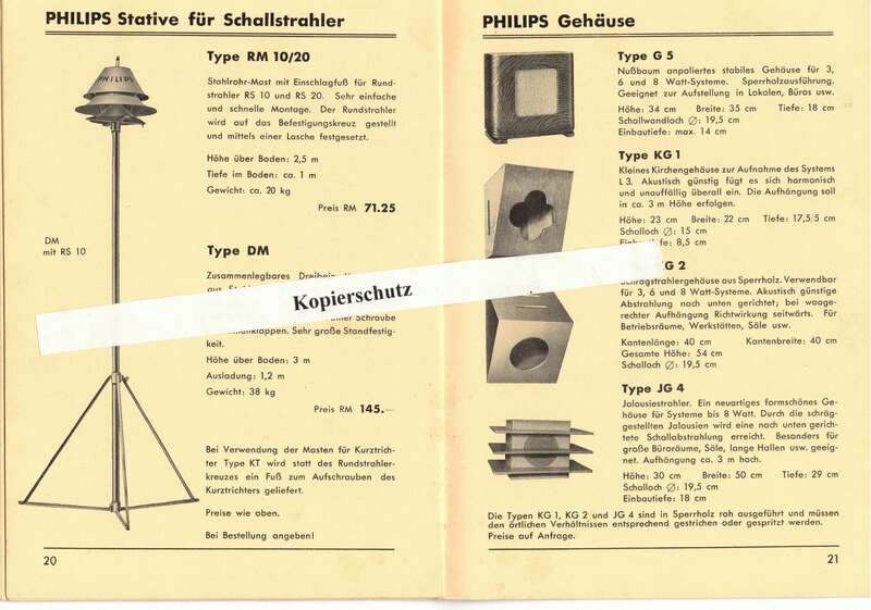 Philips Verstärker Handbuch 1939 Lautsprecher Katalog