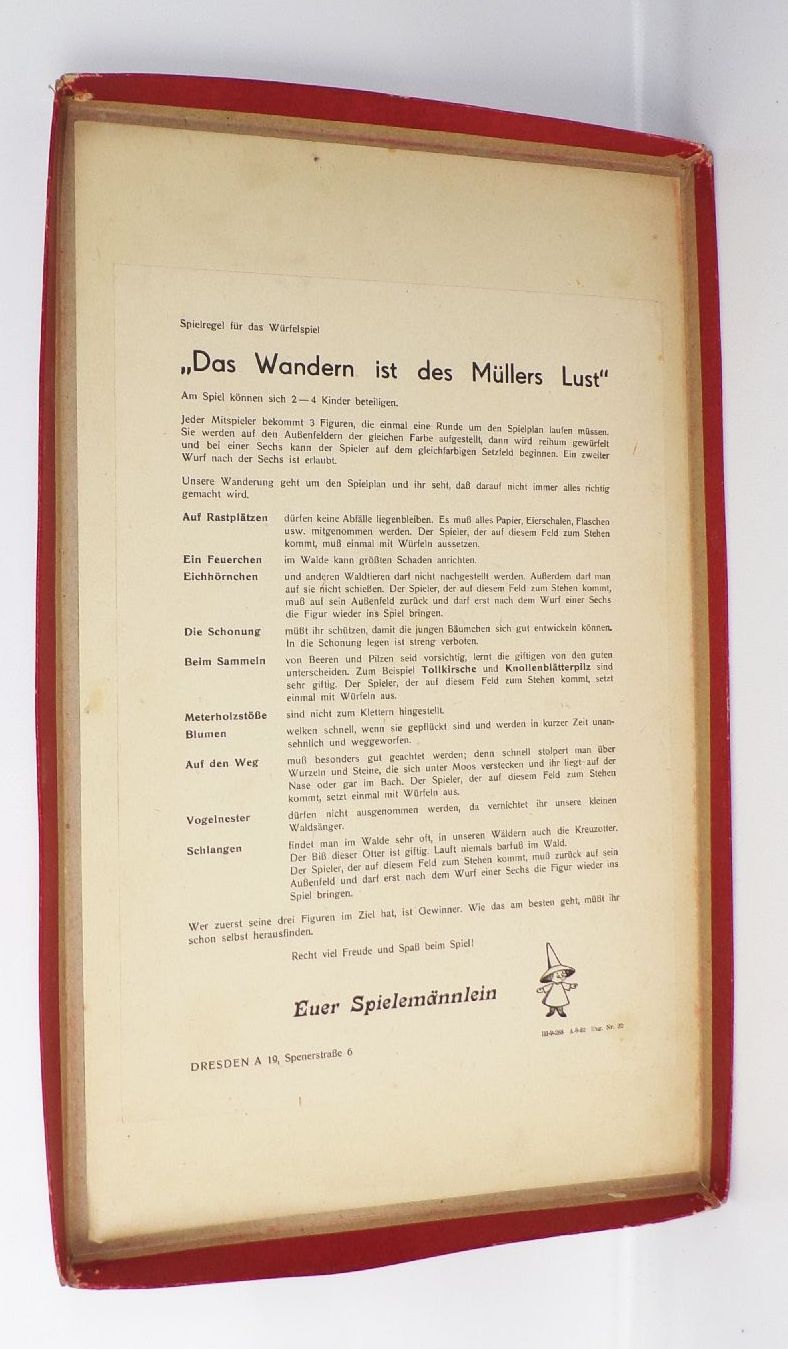 Altes Brettspiel Des wandern ist des Müllers Lust Spika Dresden 1961 Altes Brettspiel Des wandern ist des Müllers Lust Spika Dresden 1961