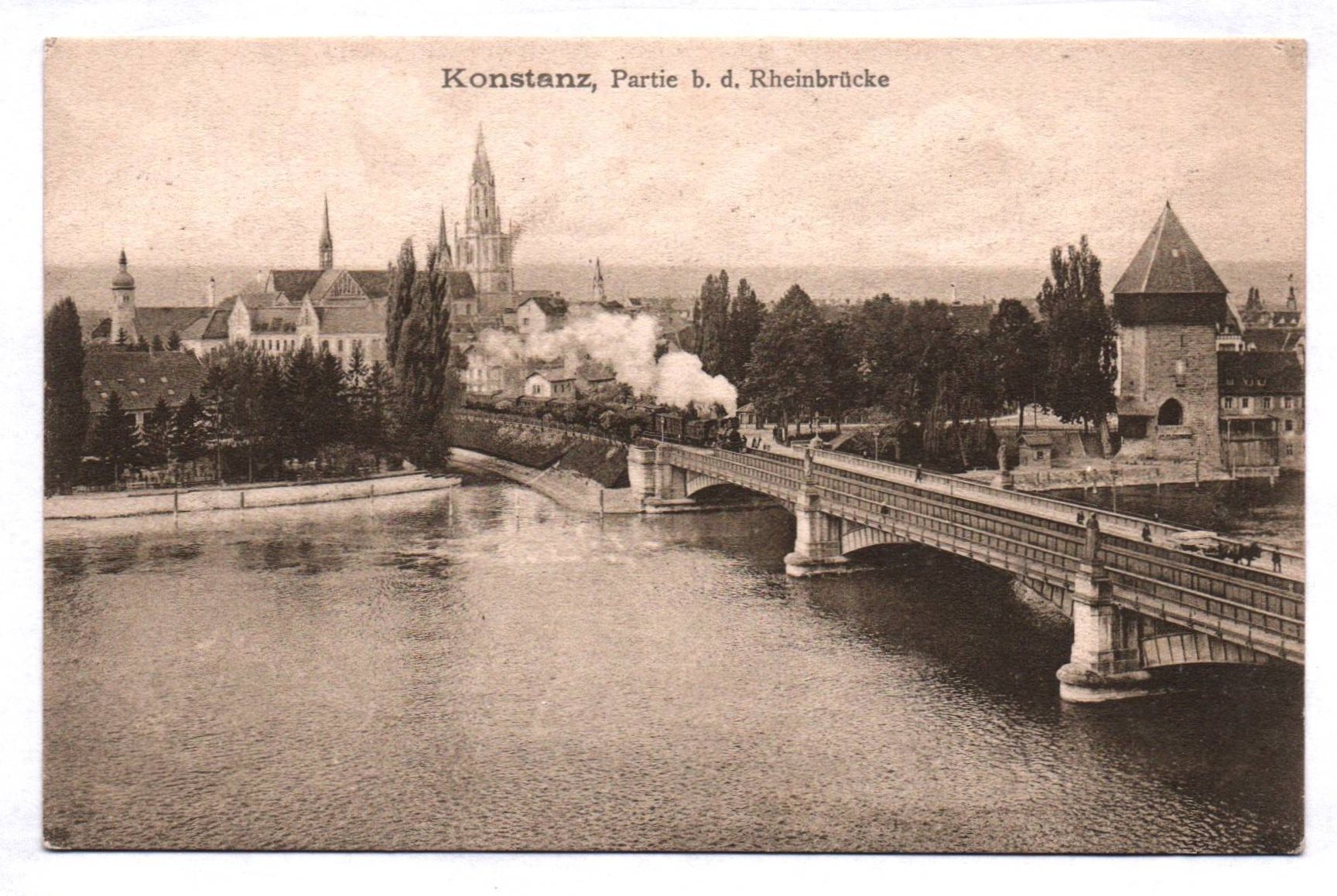 Litho Ak Konstanz Partie bei der Rheinbrücke Litho Ak Konstanz Partie bei der Rheinbrücke