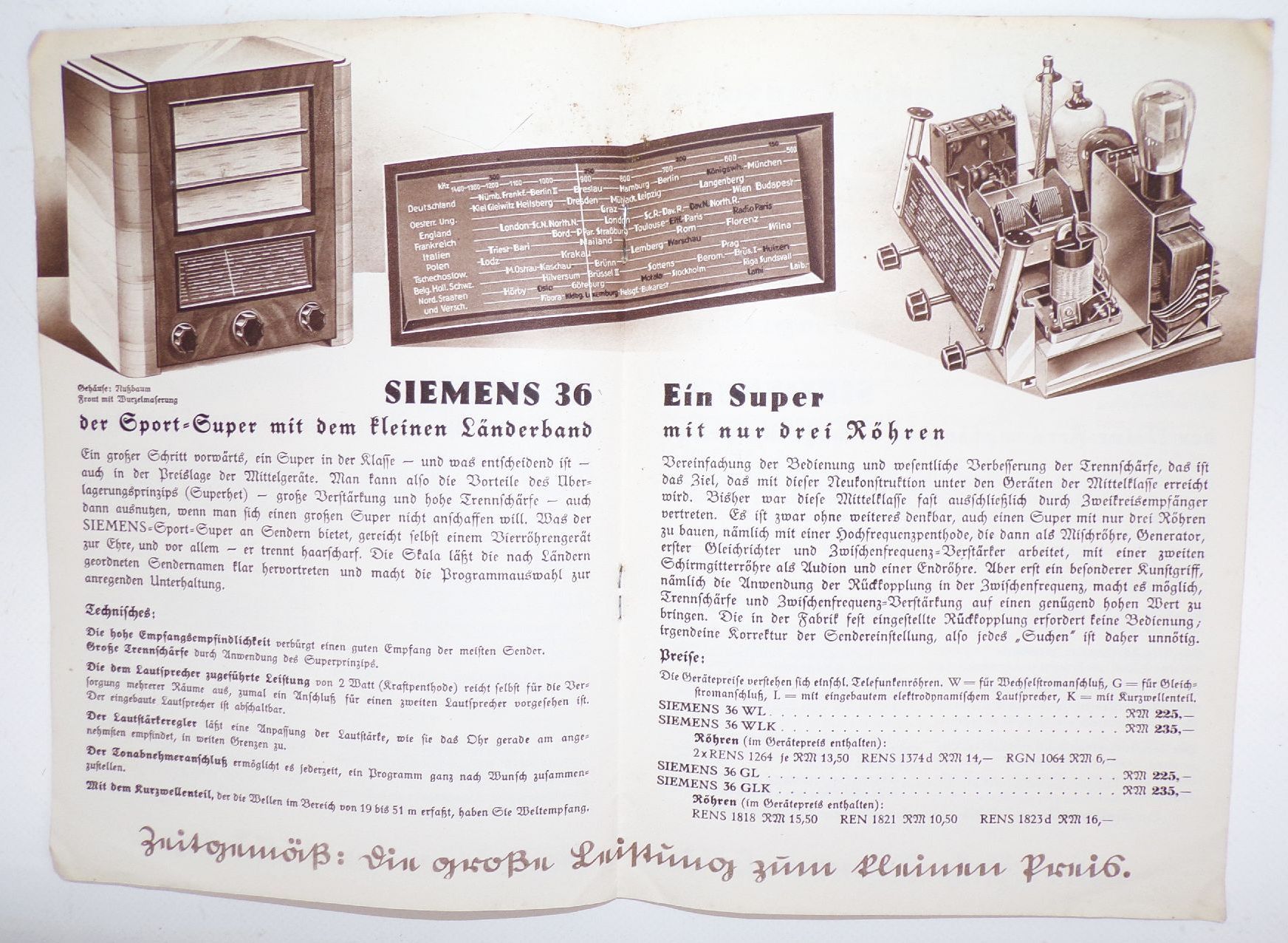 Siemens Prospekt 1933 Rundfunk Sender Radio Apparate Reklame Prospekt