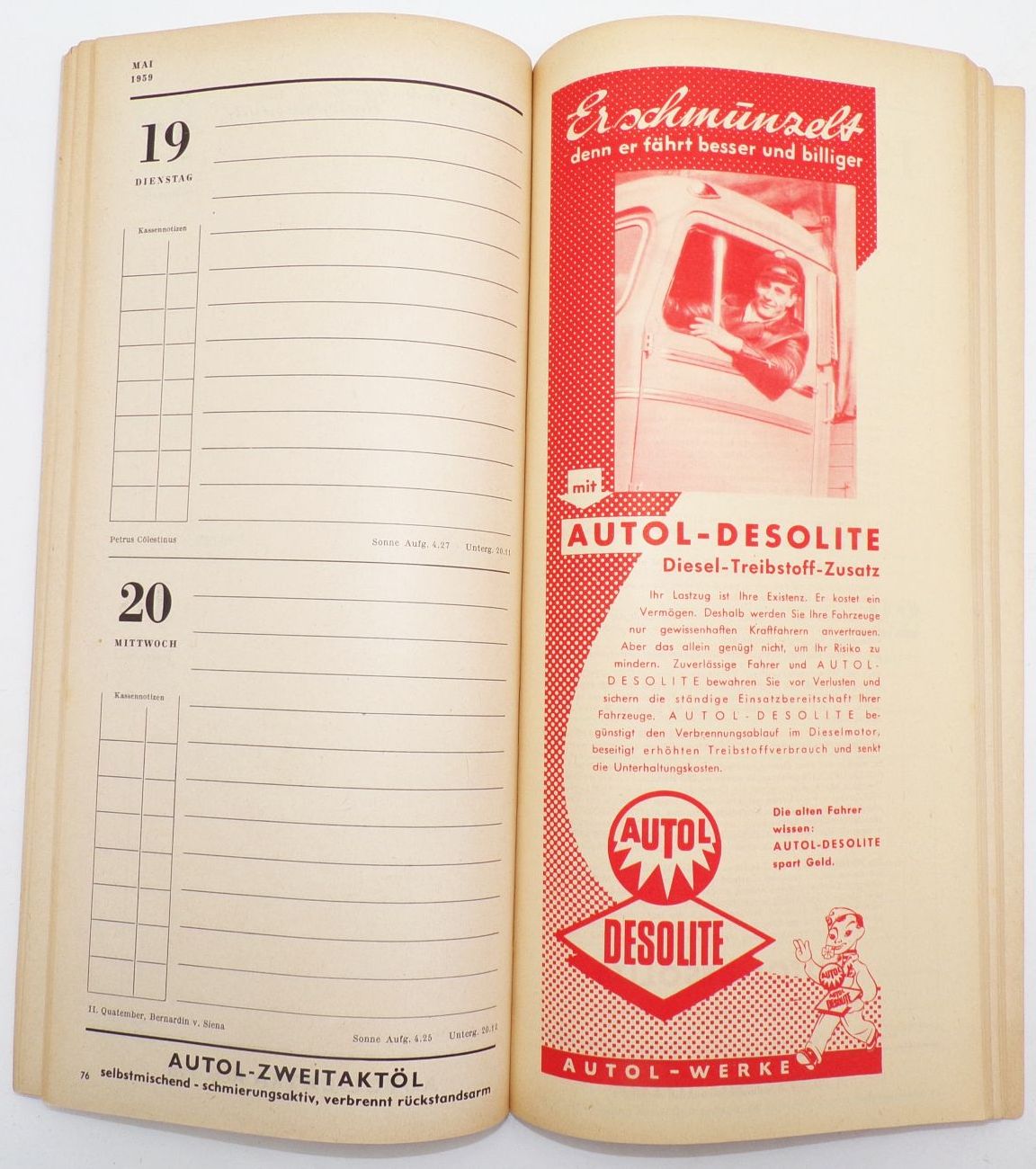 Kalender Autol Motoren Öl Desolite Treibstoff Zusätze KfZ Reklame Würzburg Kalender Autol Motoren Öl Desolite Treibstoff Zusätze KfZ Reklame Würzburg