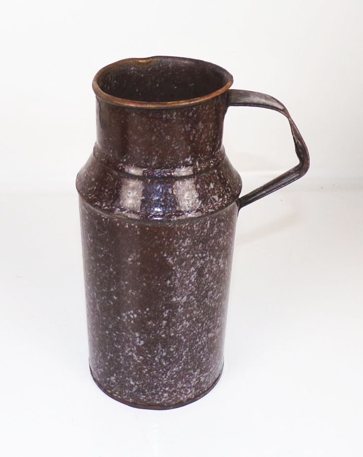 Alte Emaille Behälter braun Gartendeko Pflanzgefäß Deko