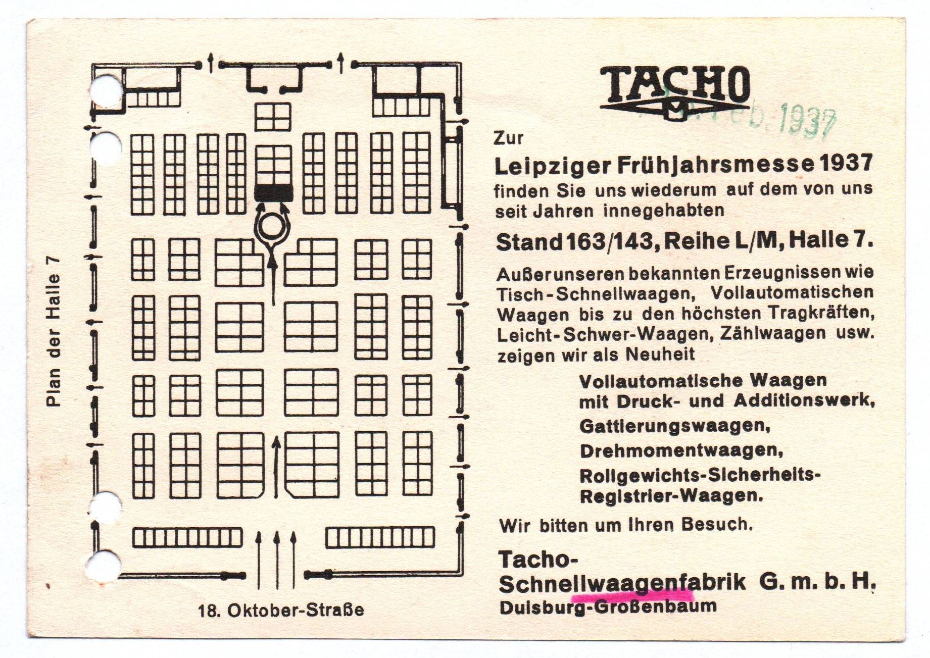 Leipziger Messe Drucksache 1937 Tacho Schnell Waagen Fabrik Duisburg Leipziger Messe Drucksache 1937 Tacho Schnell Waagen Fabrik Duisburg