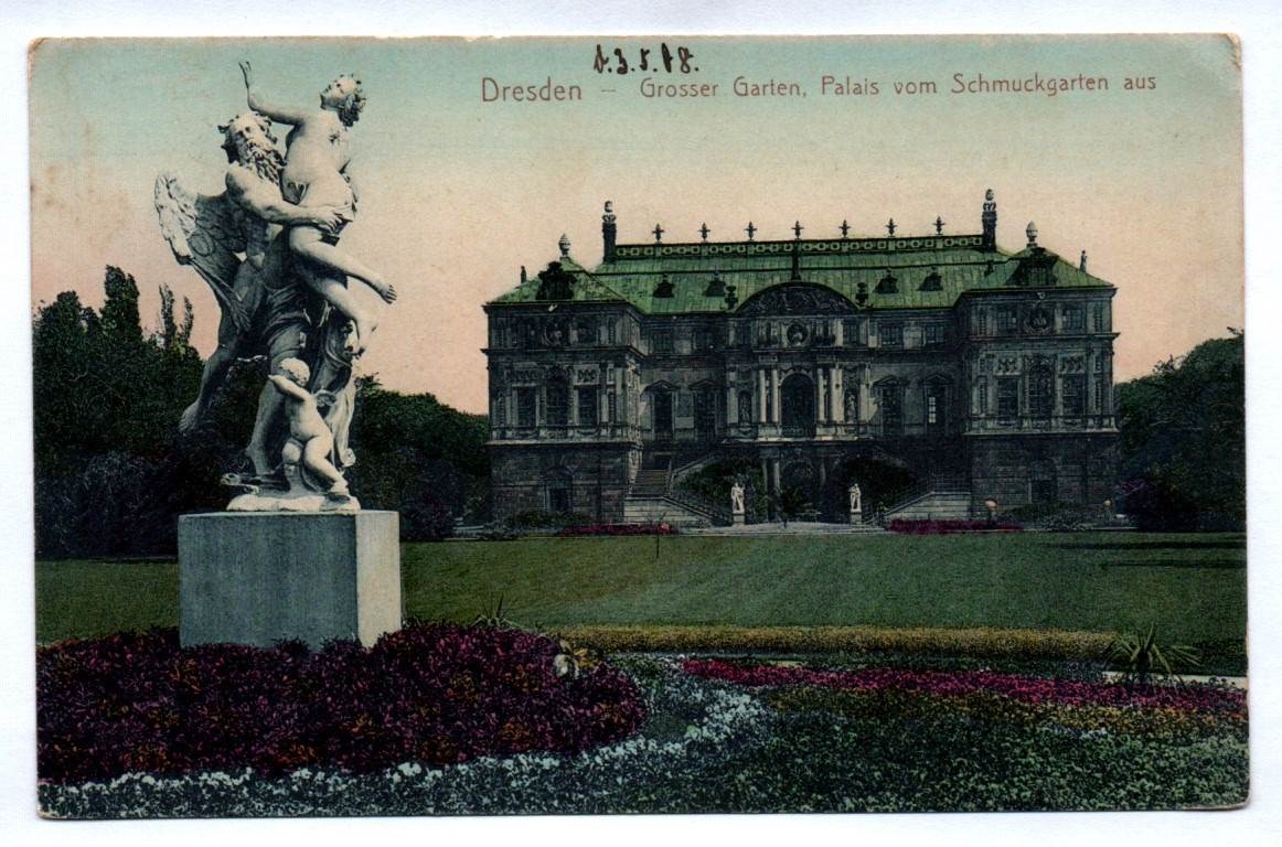 Ak Dresden Grosser Garten Palais vom Schmuckgarten aus Sachsen