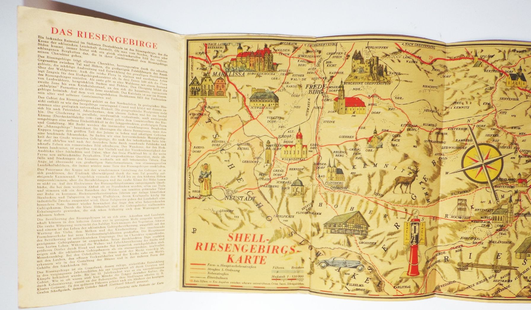 Shell Riesengebirge und Isergebirge Karte 1930 er Landkarte