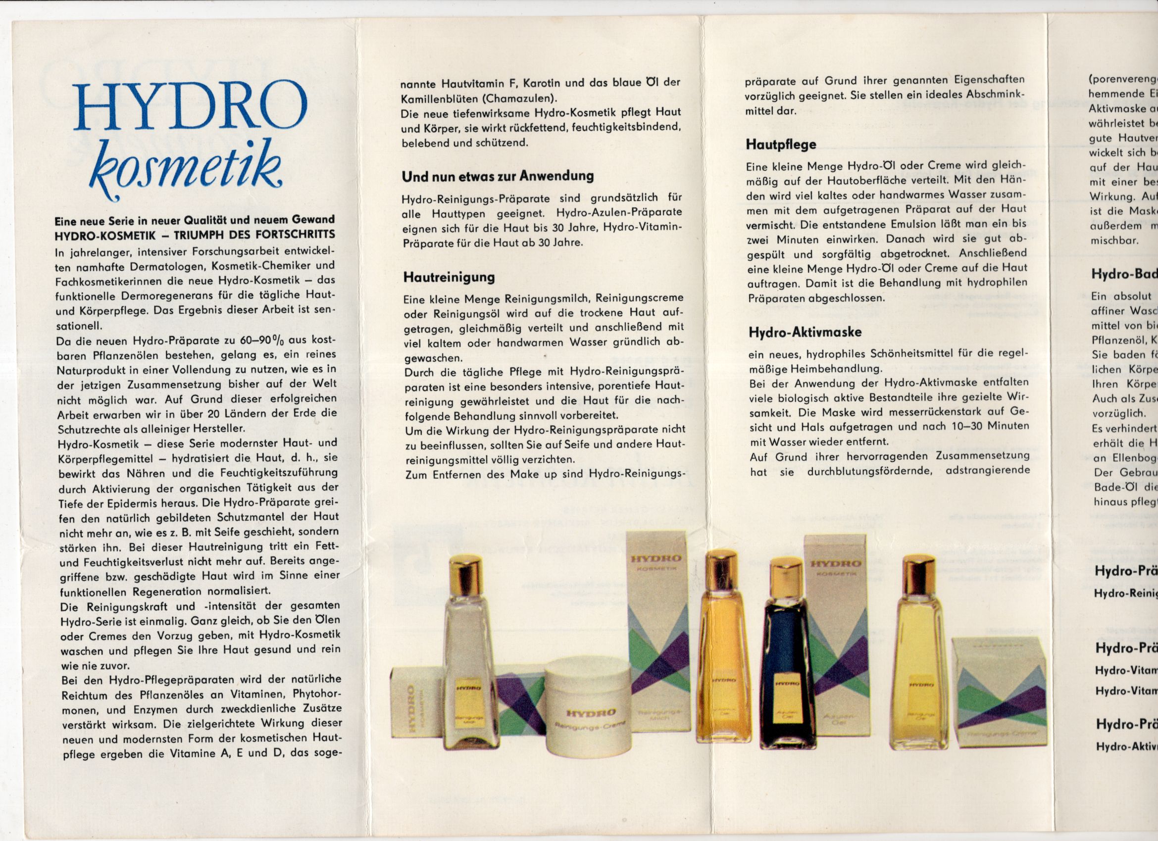 DDR Werbe Prospekt Die neue Hydrokosmetik 1969 Drogerie Reklame 