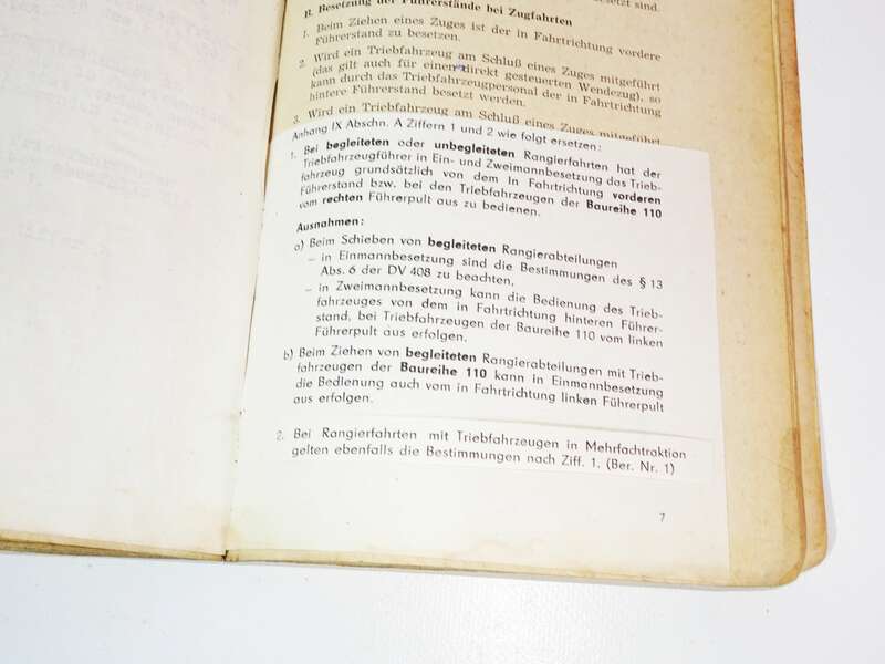 DV 938 Dienstvorschrift Dienst auf und an Triebfahrzeugen Tfz Dienst 1973