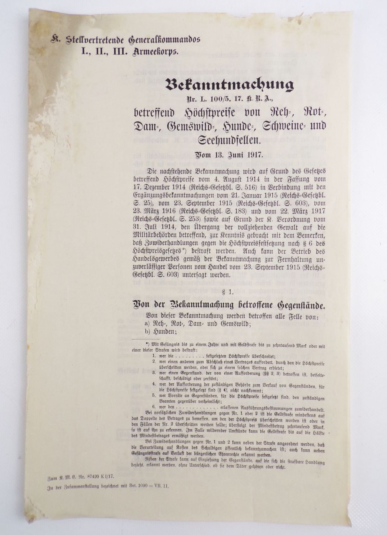 Dokumente 1 Wk blanko Beschlagnahme Orgel Lebensmittel Dokumente 1 Wk blanko Beschlagnahme Orgel Lebensmittel