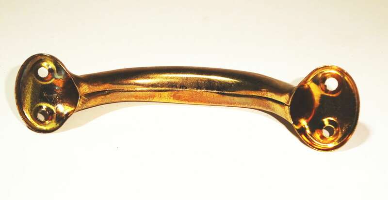 Schubladengriff Möbelgriff Metall 12 cm messingfarben DDR Griff