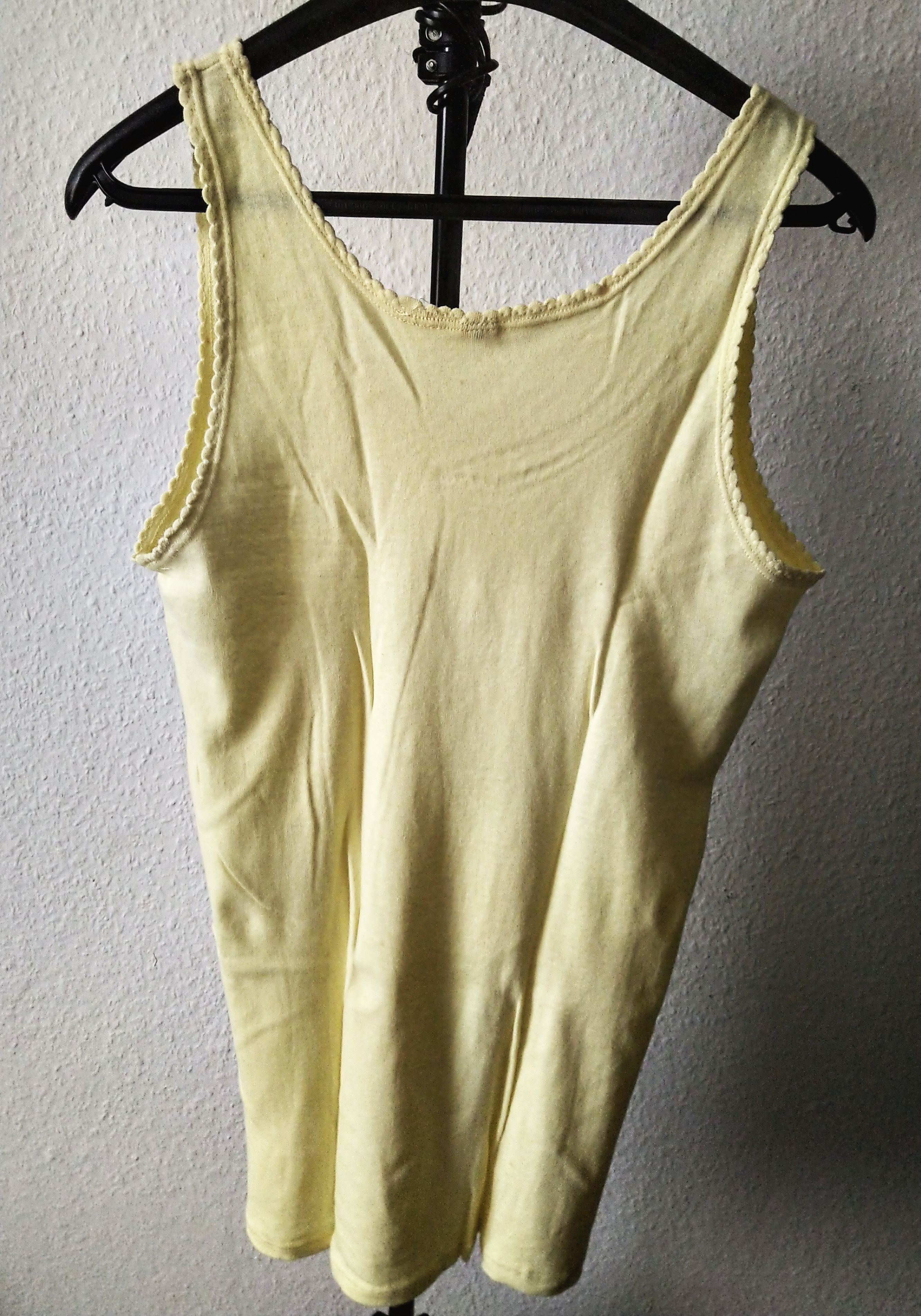 Vintage Damen Negligee Gelb Baumwoll Nachthemd Unterkleid