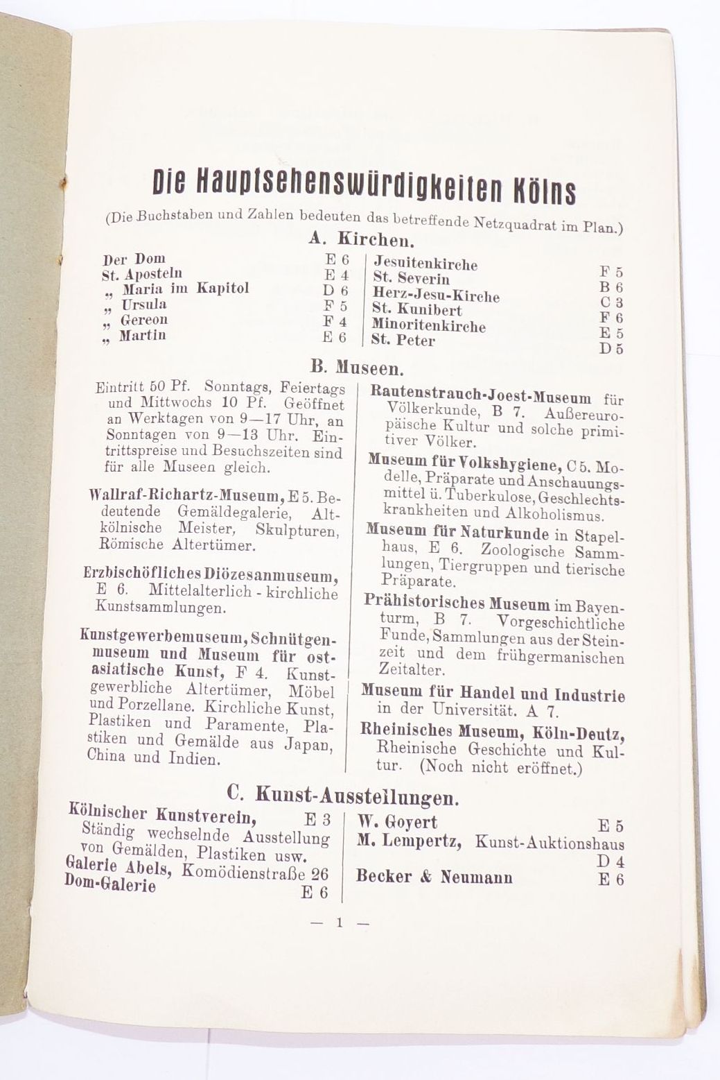Kleiner Plan von Köln Stadtplan 1930er Hoursch und Bechstedt Kleiner Plan von Köln Stadtplan 1930er Hoursch und Bechstedt