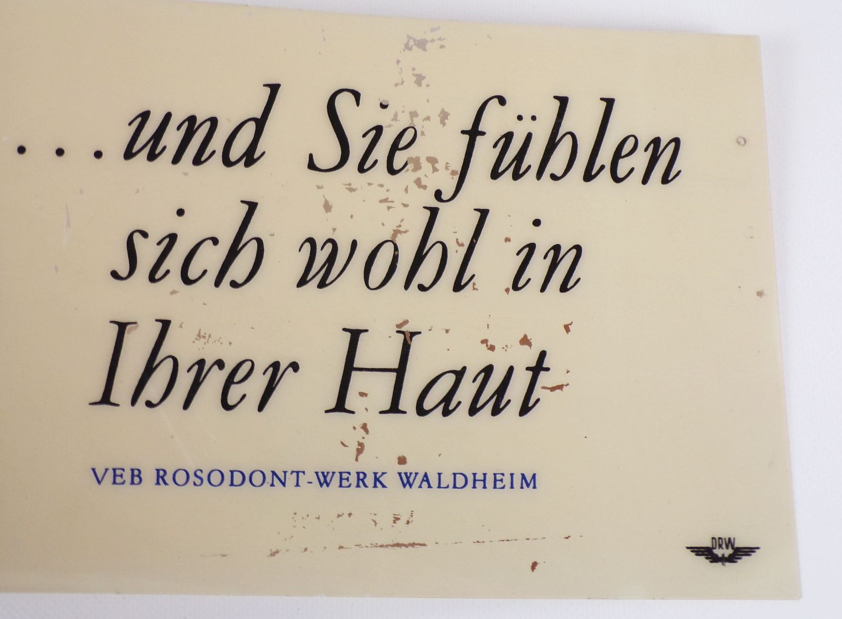 Altes Werbeschild Florena Creme VEB Rosodont Werk Waldheim Abteilschild