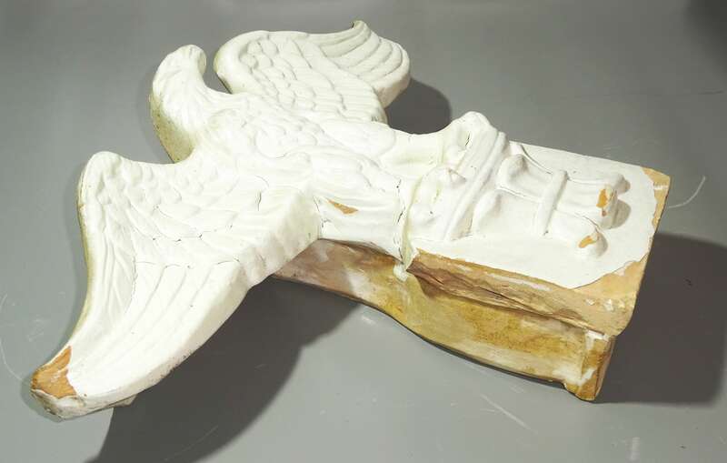 Alte Ofenkrone Adler Ofenausatz Kachelofen Weiss 