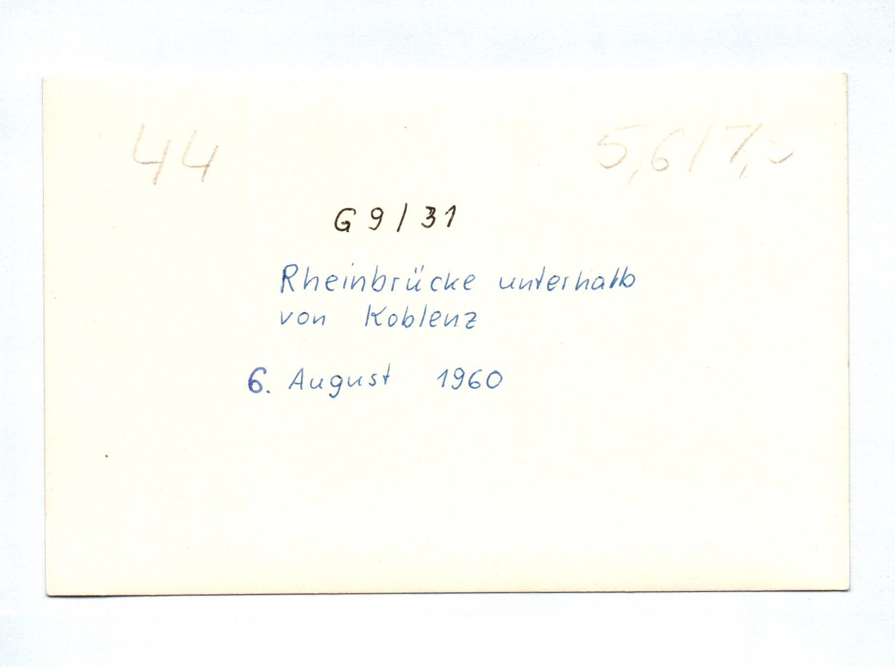 Foto Rheinbrücke unterhalb von Koblenz 1960