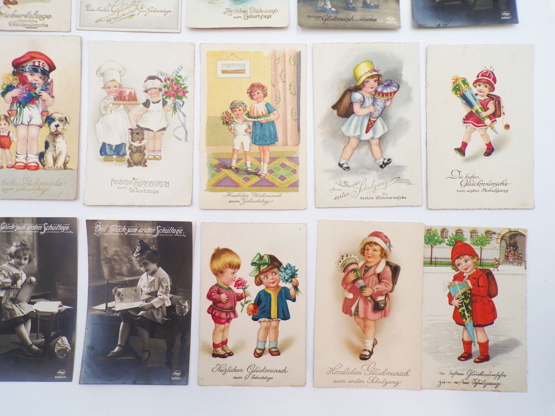 Konvolut Glückwunschkarten meist Schulanfang Ansichtskarten Kitsch