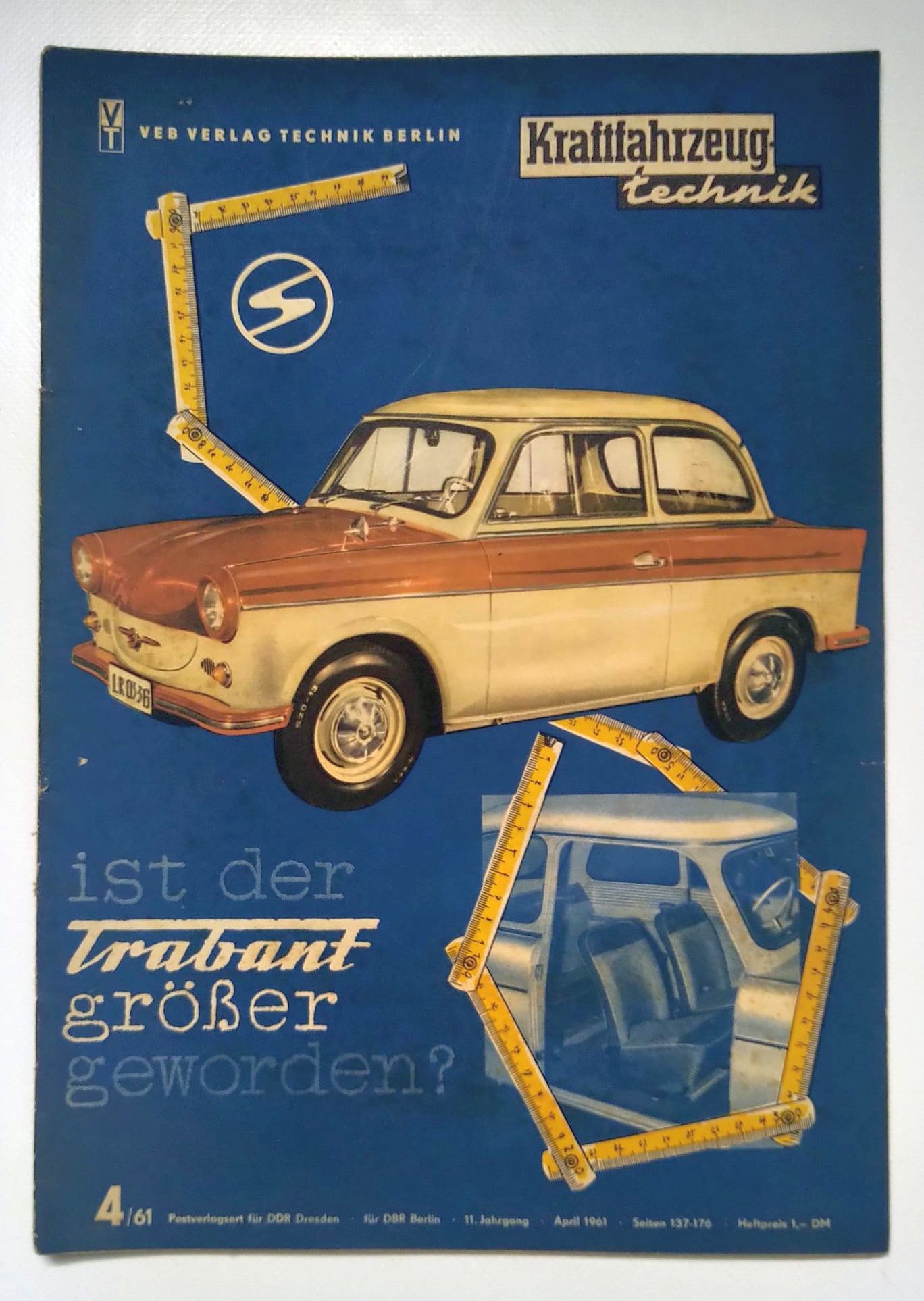 Kraftfahrzeugtechnik Zeitschrift DDR Nr 4 Größerer Trabant 1961