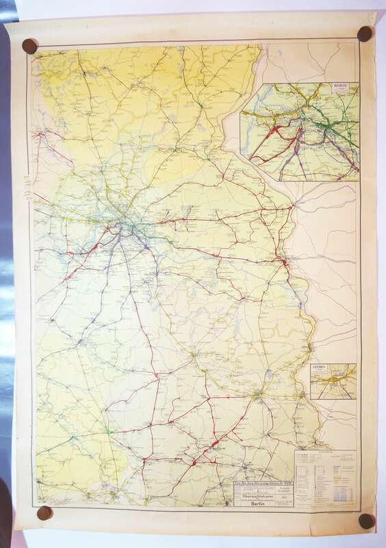 Übersichtskarte Reichsbahn Direktionsbezirk Berlin 1960 Schienennetz DDR
