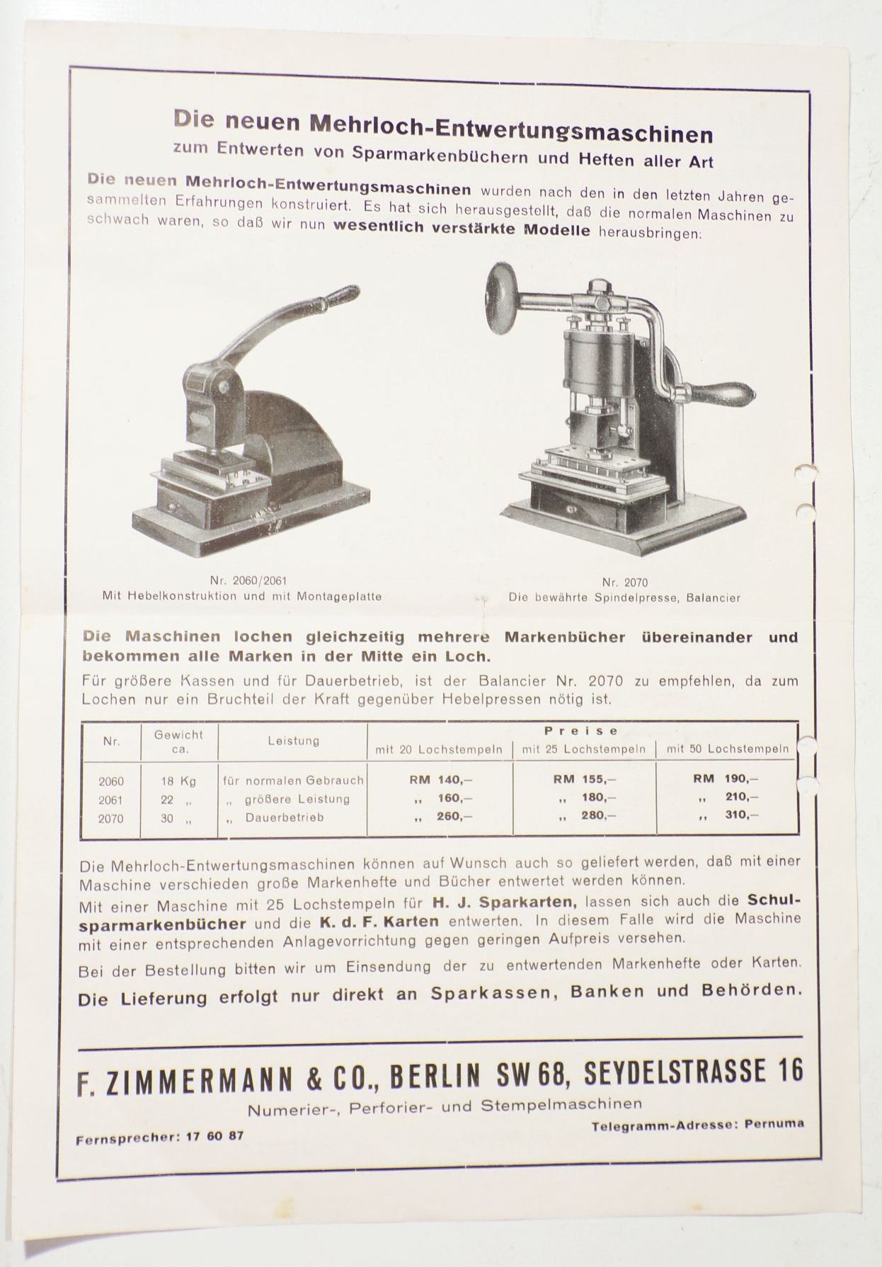 Alter Locher Banklocher Gusseisen Entwerter