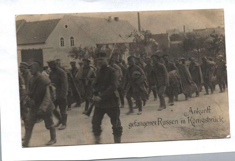 Ak Ankunft gefangener Russen in Königsbrück 1914