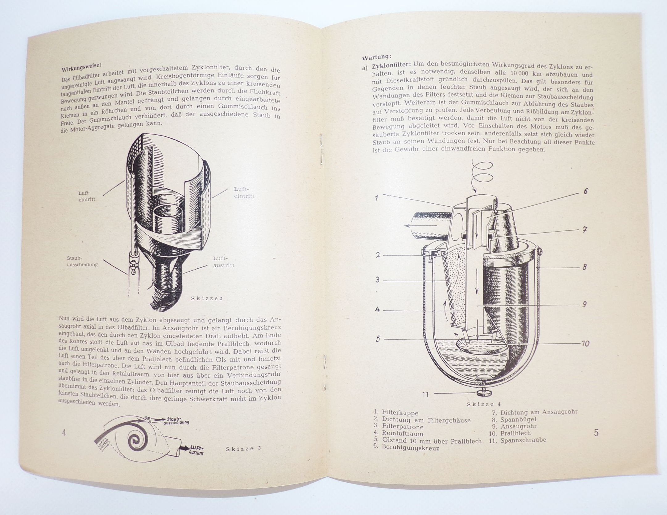 Kundendienst H6 G5 LKW Einbau Pflege der Luftfilteranlage VEB Ernst Grube Werdau