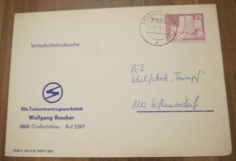 DDR Firmenbrief Kfz Trabantvertragswerkstatt DDR Großschönau 1979