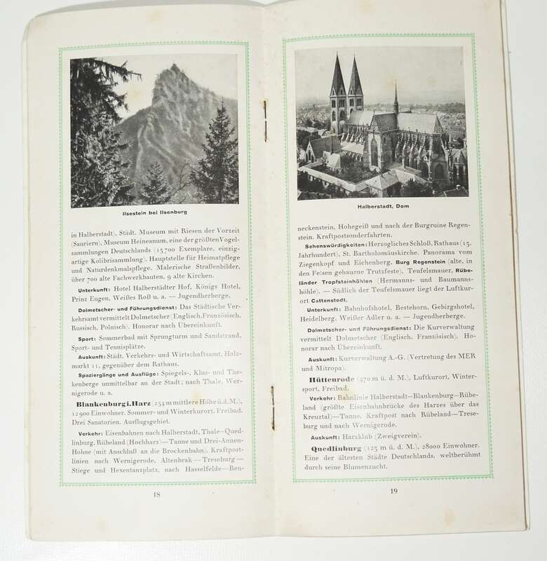 Der Harz Deutsche Verkehrsbücher 1930er Reiseprospekt