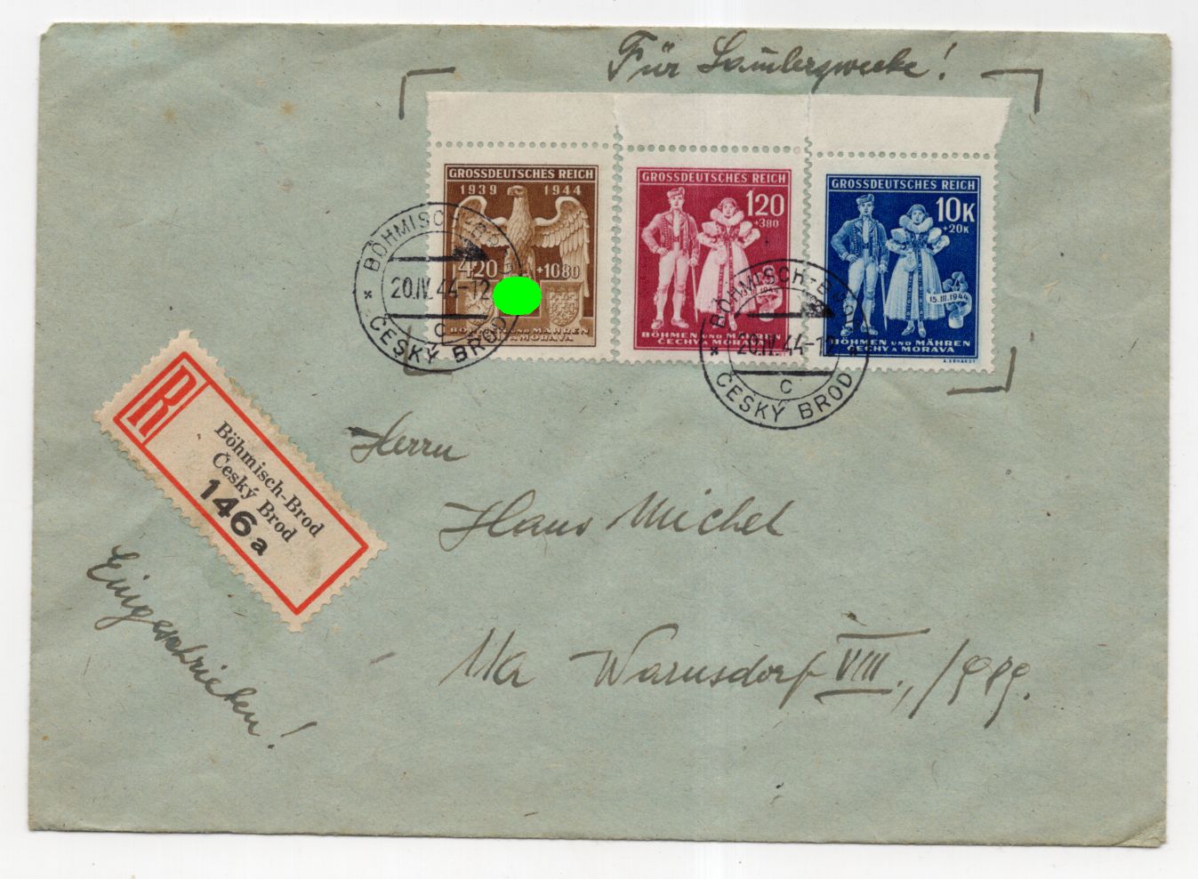 R Brief Böhmisch Brod 1944 Stempel