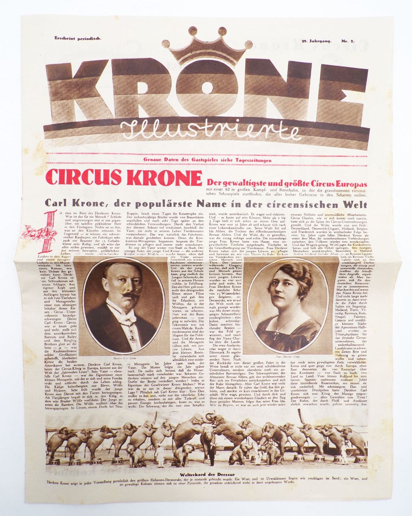 Zirkus Krone Illustrierte 29 Jahrgang Nummer 2 