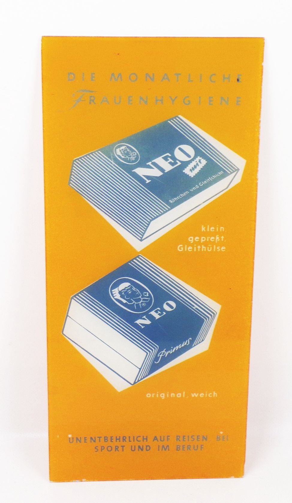 Altes Glasschild NEO Frauenhygiene Schild Reklame Sammler 