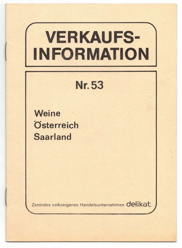 DDR Verkaufsinformation Nr 53 DELIKAT Weine Österreich Saarland