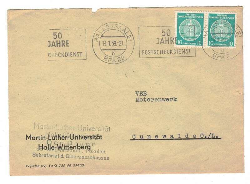 Brief  1959 Martin Luther Universität Halle Wittenberg 