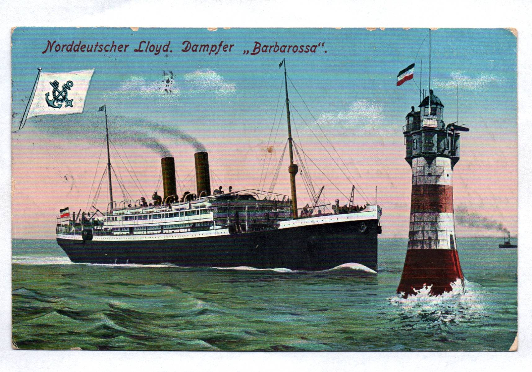 Ak Norddeutscher Lloyd Dampfer Barbarossa 1912