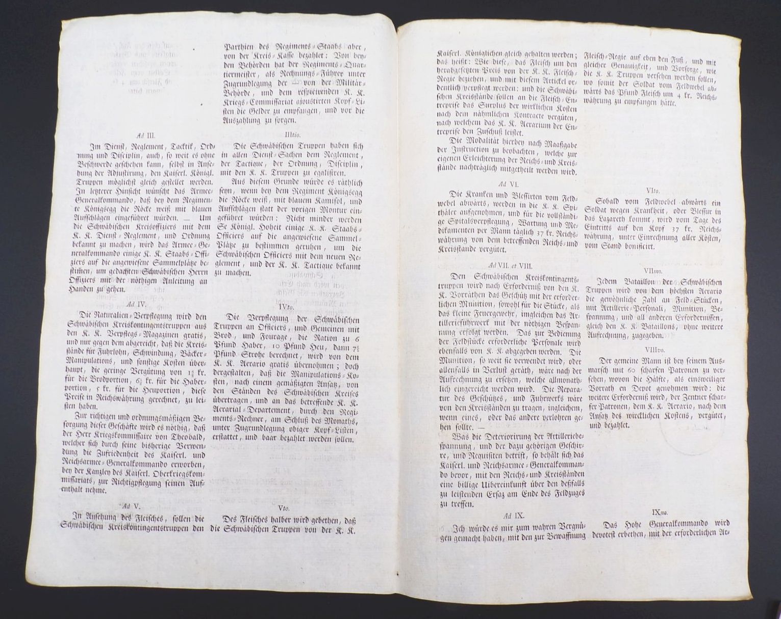 Dekret Freiherr von Hebenstreit Donaueschingen 1800 Truppen Stellung Militär