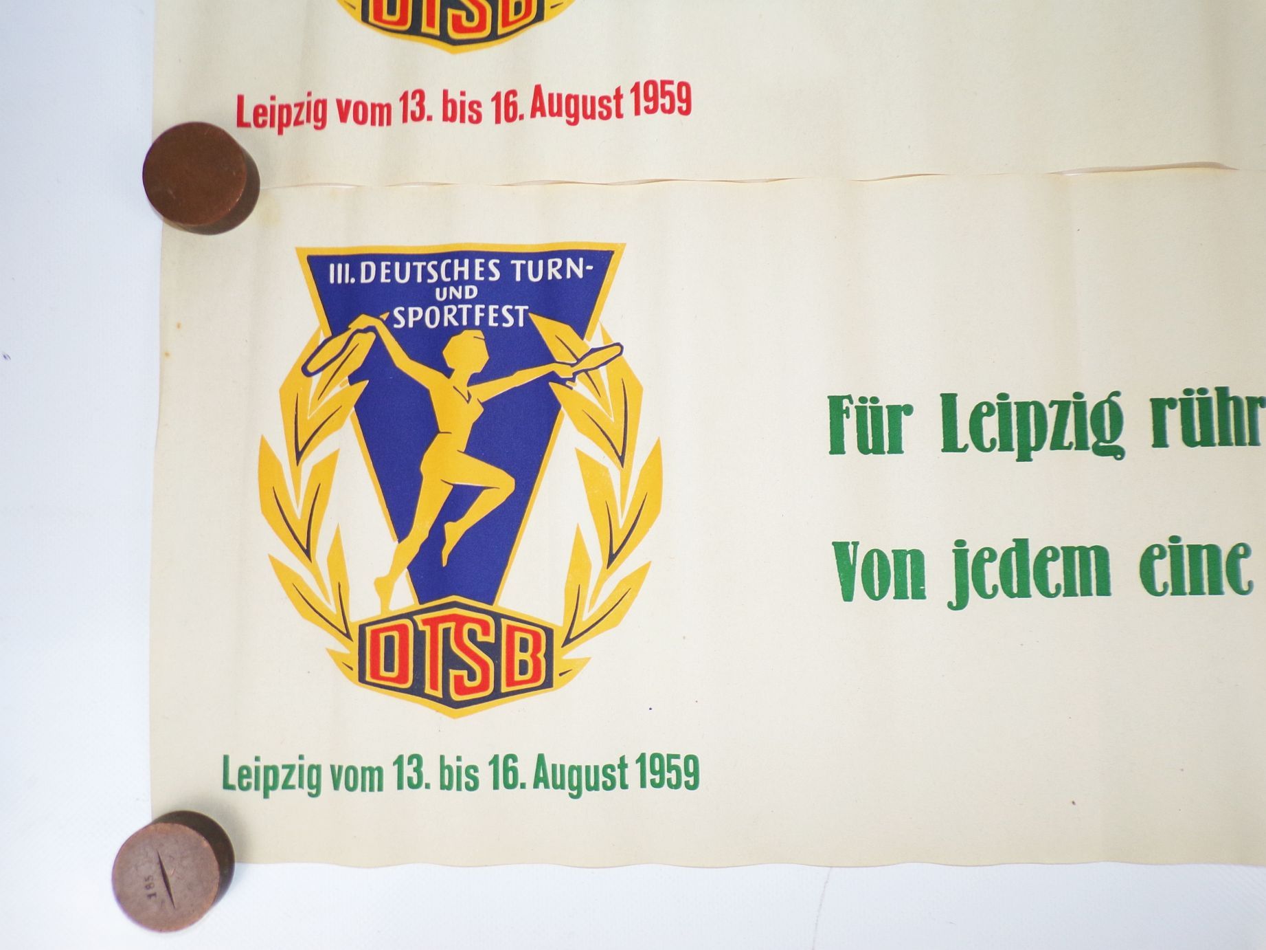Alte Plakate III Deutsches Sport u Turnfest Leipzig 1959 DTSB 2 Stück Banner